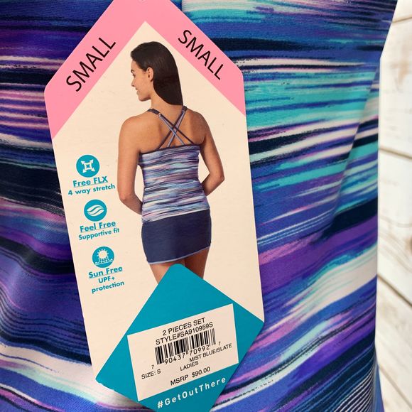 Free Country Swim Top Small, Purple stripes - Picture 2 of 4